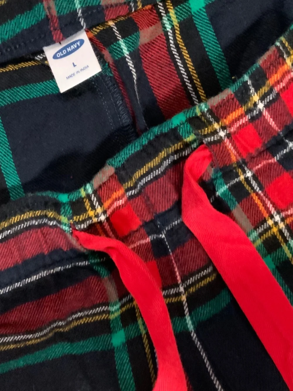 Old Navy Red Blue Green L Plaid Pajama bottoms soft Flannel Cabincore Classic